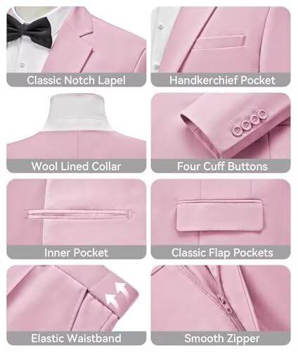 Men's Suits Slim Fit 2 Piece Suit Single Breasted Two-Button Notched Lapel Blazer Formal Elegant Wedding Prom Tuxedo4