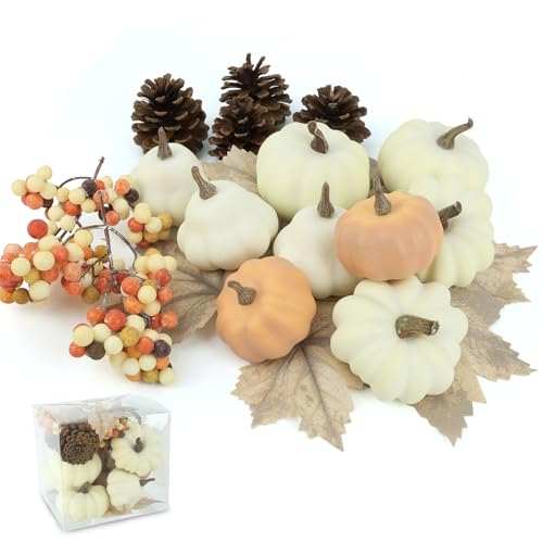 Ghrdopy 17 PCS Kit Artificial Pumpkins Decorations - Plastic Pump...