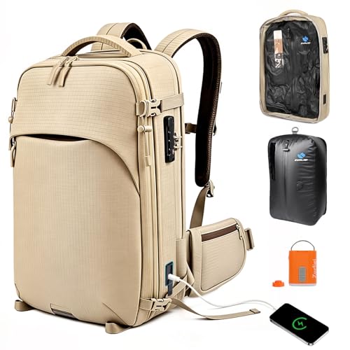 Zurligi Vacuum Travel Backpack, 40-70L Expandable Carry-On with Hip Belt, Compression System, TSA Lock, Water Resistant, Fits 18" Laptop