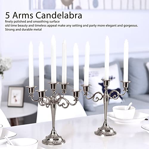 Gloglow Metal Candelabra, Elegant Taper Candle Holder 5 Arms For Party #TOP2
