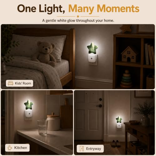 Image of Misty Forest Star Night Light Plug in, Soft Glow Night Light for Kids Bedroom Nursery, Gentle Warm Light for Sleep, Compact Lamp for Hallway Bathroom