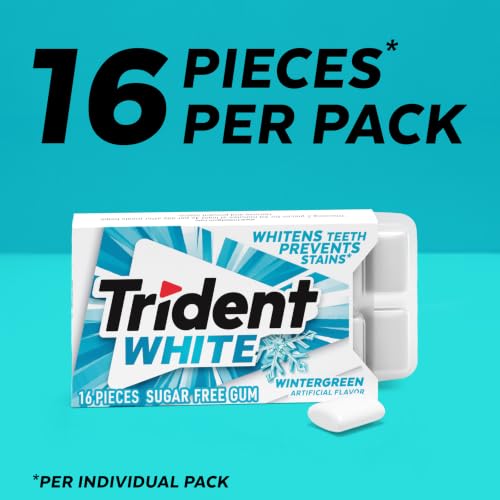 Image of Trident White Wintergreen Sugar-Free Chewing Gum, 9 Packs of 16 Pieces