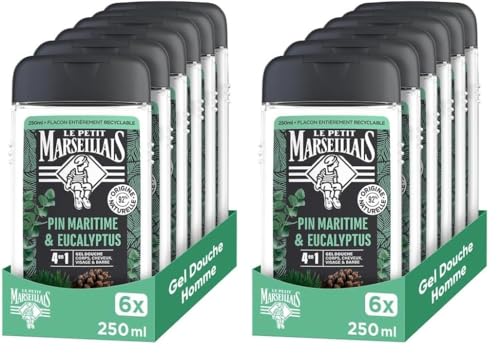 Gel douche corps et barbe Le Petit Marseillais formule 92% naturelle au pH neutre pour la peau