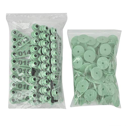 Famus 1-100 Número Plástico Ganadería Oreja Etiqueta Animal Etiqueta para Cabra Oveja Cerdo(Verde)