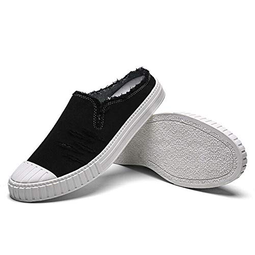 Leobtain Men's Lightweight Casual Slippers Men's Breathable Slip On Half Slipper Daily Lazy Drive Outdoor Shoes Canvas Flat Bottom Slippers