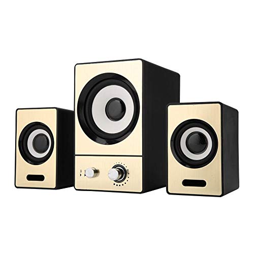 Desktop Computer Bluetooth Speaker Wireless 2.1 Stereo Surrounding Laptop PC Speaker with Subwoofers, Ideal for Gaming, Music, Movies(Black, Black and White, Gold) (Gold)
