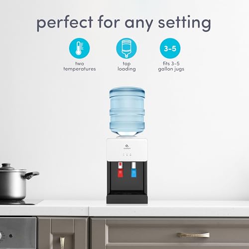 Image of Avalon Premium Hot /Cold Top Loading Countertop Water Cooler Dispenser With Child Safety Lock. UL Listed- White