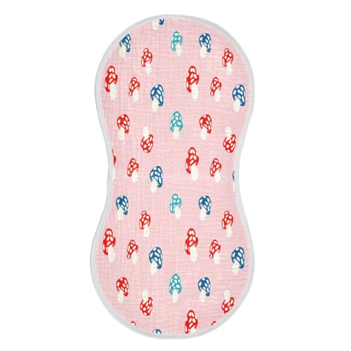 Kigai Mushroom Burp Cloths for Baby 4-Layer Cotton Muslin Burping Cloths 22x11 inch Super Soft & Absorbent Spit Up Burp Rags for Newborn Boys Girls 1 Pack