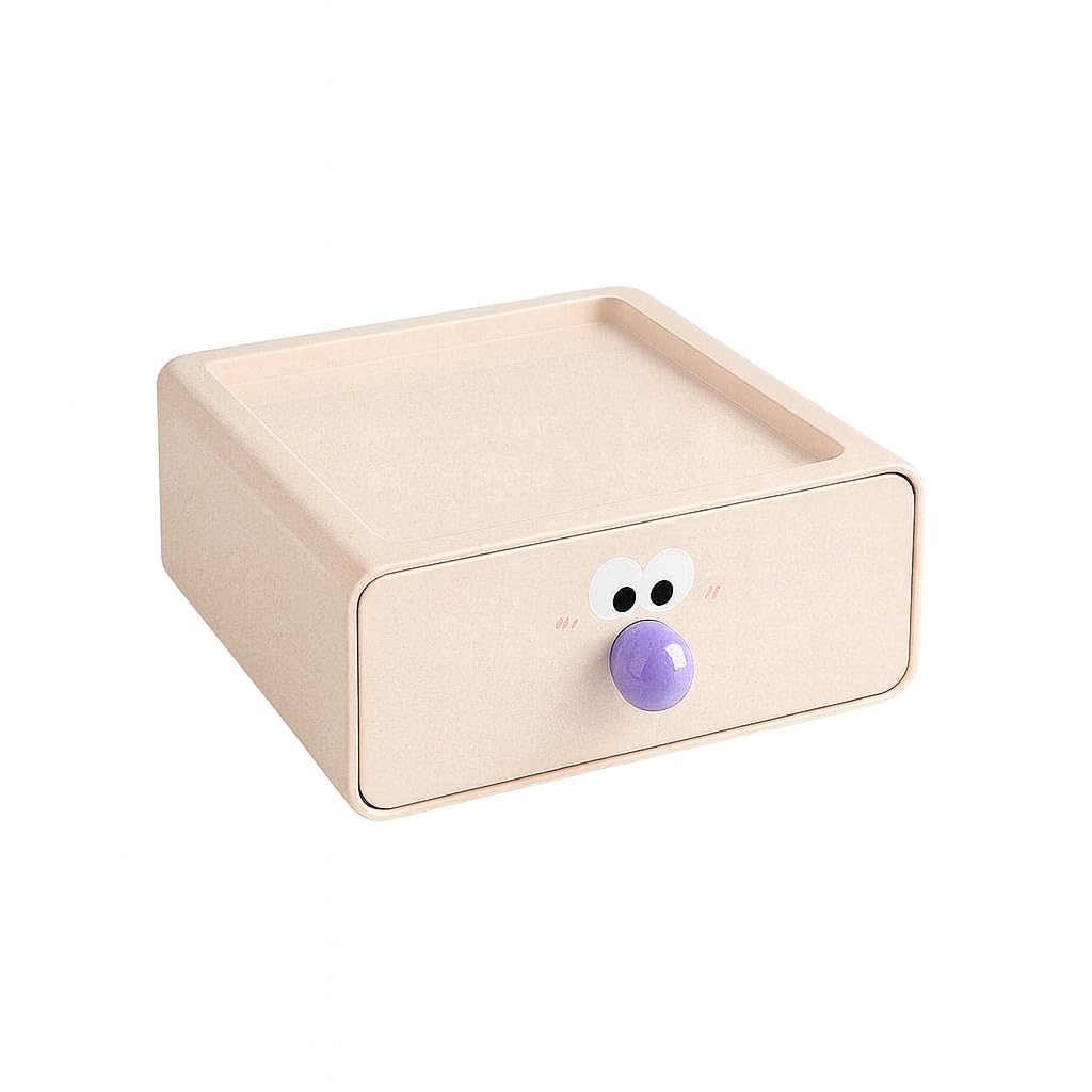 Baby Storage Drawer Organizer, Cute Cartoon Face Cabinet Box with Handle, Storage Solution for kids room, Living Room & Home, Multipurpose use for Baby Toys/clothes/Diaper/Accessories (Pink)