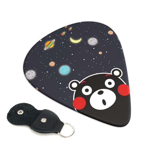 プラスチックピック かわいい漫画エレキギターピック くまモン アニメ Abs素材 エレクトリック アコースティック 弦楽器 人差し指楽器ピック 6個パック 0.46mm