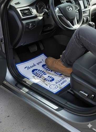 Image of FIXSMITH Disposable Paper Car Floor Mats Biodegradable Anti-Slip Foot Mats for Car Interior Protection Universal Fit for Cars, SUVs & Trucks (Pack of 50)