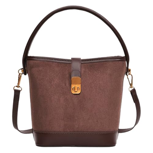 Suede Buckle Bags for Women 2025 Vintage Small Bucket Bag Fashion Versatile Shoulder Bag Suede Crossbody Purse