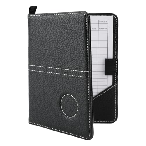 AHRLIC Leather Golf Scorecard Holder Set Waterproof Golf Card Holder with 2 Scorecards Portable Foldable Design Ideal Golf Scorecard Pocket Notebook for Men & Women
