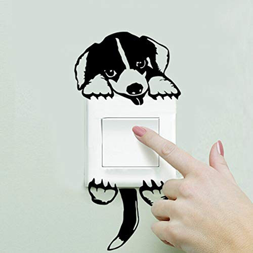 Ogquaton Sticker Mural Chien Stickers Muraux Amovible Décoration pour Interrupteur Lumière Chambre Salon Durable et Utile