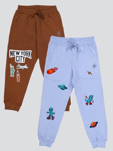Image of KiddoPanti Boys Solid Fleece Track Pants | Cotton Poly Fleece Fabric | Ankle Length Bottom Rib | 2 Front Patch Pocket | Elastic Waist & Drawcord | Jogger Track Pants for Boys