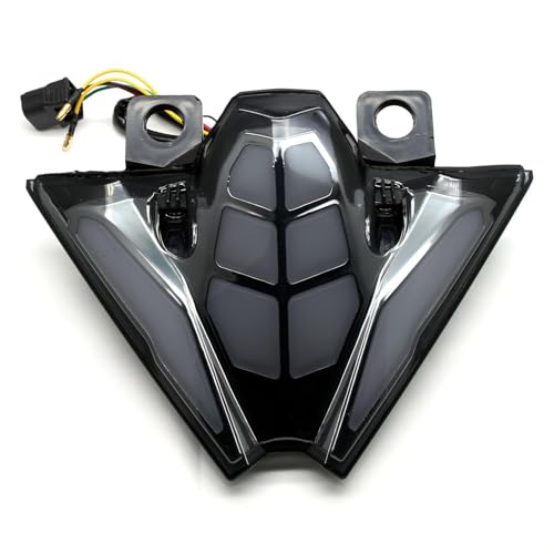 Image of MZS Motorcycle Tail Light LED Turn Signal Integrated for EX 500 EX500 24-25 | Rear Blinker Running Taillight Assembly, Stop Brake Light, Waterproof Dustproof Smoke Lens, Amber Red Dual Color Lamp