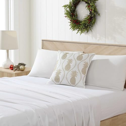 Tommy Bahama Tropical Design Throw Pillow, Soft Cotton, Golden Pineapples, 20" x 20", Zipper Closure, Perfect for Bed or Couch, Summertime Decor