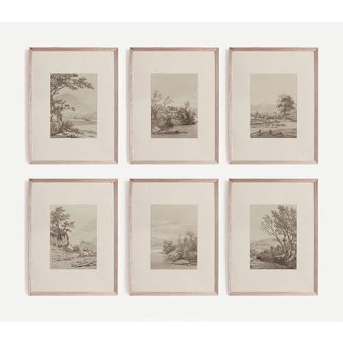 Joocrise Neutral Wall Art Decor Set of 6 Vintage Canvas...