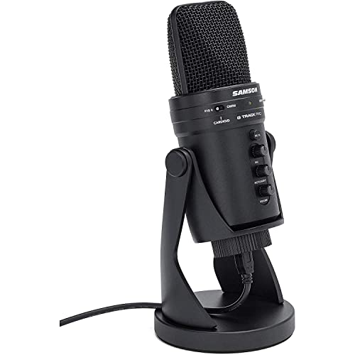 Samson G-Track Pro Usb Microphone W/Audio Interface + Samson Sr360 Over-Ear Dynamic Stereo Headphones, Xpix Headphone Hanger & Fibertique Microfiber Cleaning Cloth #TOP3