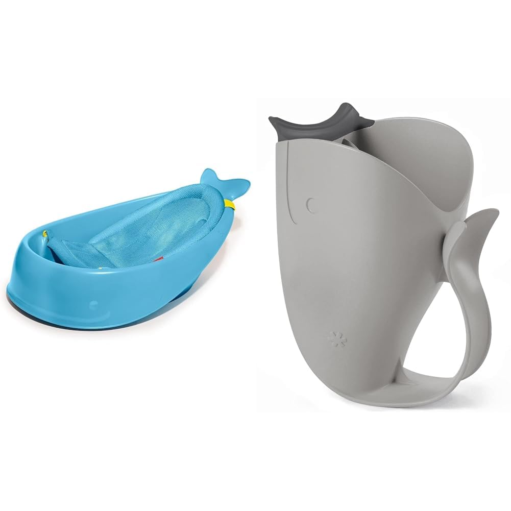 Skip Hop 3-Stage Smart Sling Baby Bath Tub and Tear-Free Waterfall Rinser Bundle