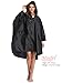 Hooded Rain Ponchos Outdoor Waterproof Raincoat Jacket for Adults with Zipper (Black)