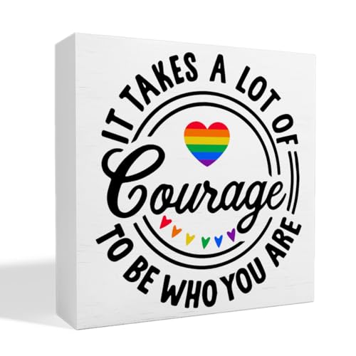 LGBT Decor Wooden Box Sign, LGBT Rainbow Pride Desk Decor for Room Home Office, LGBTQ...