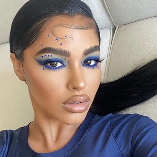 Image of NOOEPC Blue Face Gems Hair Gems, Self-Adhesive Face Jewels Eye Jewels Rhinestones 3 /4 /5 /6 mm DIY Face Gems Stick on, Rhinestones Gems Rave Accessories for Face Eyes