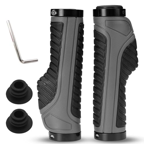 RoxNvm Puños Bicicleta Ergonómicos,Manguitos Bicicleta Goma Antideslizante con Bloqueo Doble,Puños Bicicleta Montaña,Puños MTB Puños de Bicicleta Puños para Bicicleta para 22,2mm BMX Montaña (Gris)