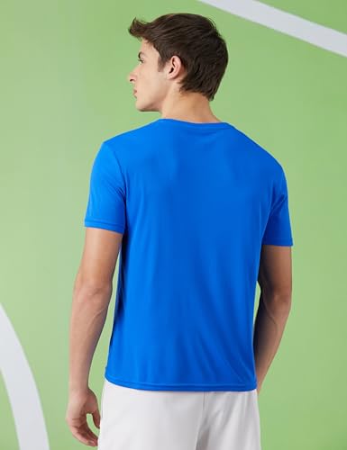 Image of Amazon Brand - Symbol Men's Solid Active Regular Fit Sports T-Shirt | Round Neck | Half Sleeve (Available in Plus Sizes)