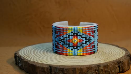 Handmade Beaded leather Cuff bracelet, Bohemian bracelet, women's bracelet, native bracelet, bangle, western, aztec bracelet,Adjustable3