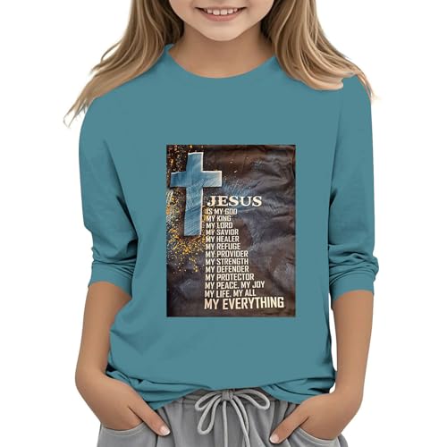 Girls Easter Shirt Cute Graphic 3/4 Sleeve Outfits Teens Kids Preppy Clothes Spring Trendy Lightweight Pullover Tops