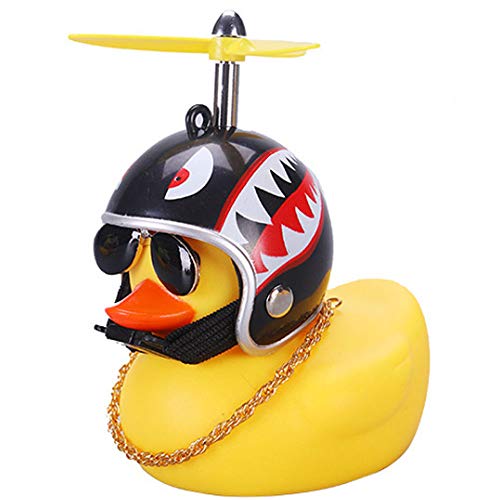 wonuu Rubber Duck Toy Car Ornaments Yellow Duck Car Dashboard Decorations with Propeller Helmet