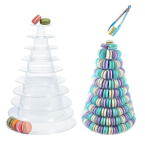 10 Tiers Macaron Tower Stand, Macaroon Tower Stand with Tongs