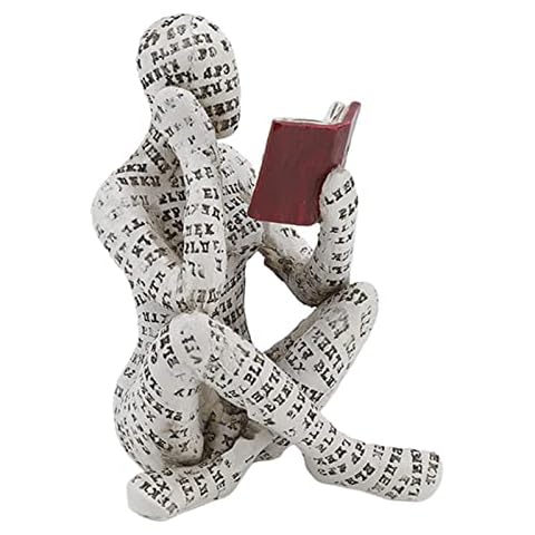 Oumefar Resin Reading Woman Statue Home Decor Cover