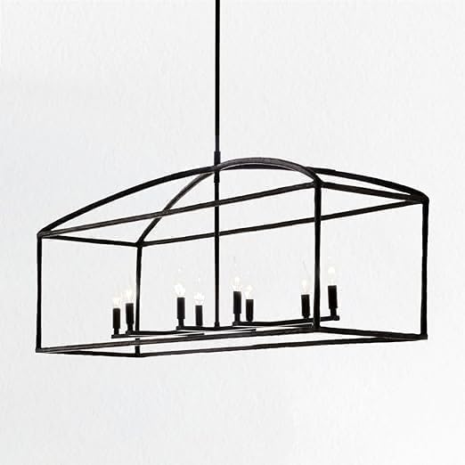 Fallon Forged-Iron Linear Chandelier for Kitchen Island, Living Room, Modern Industrial Fallon Forged-iron Chandelier (Black)