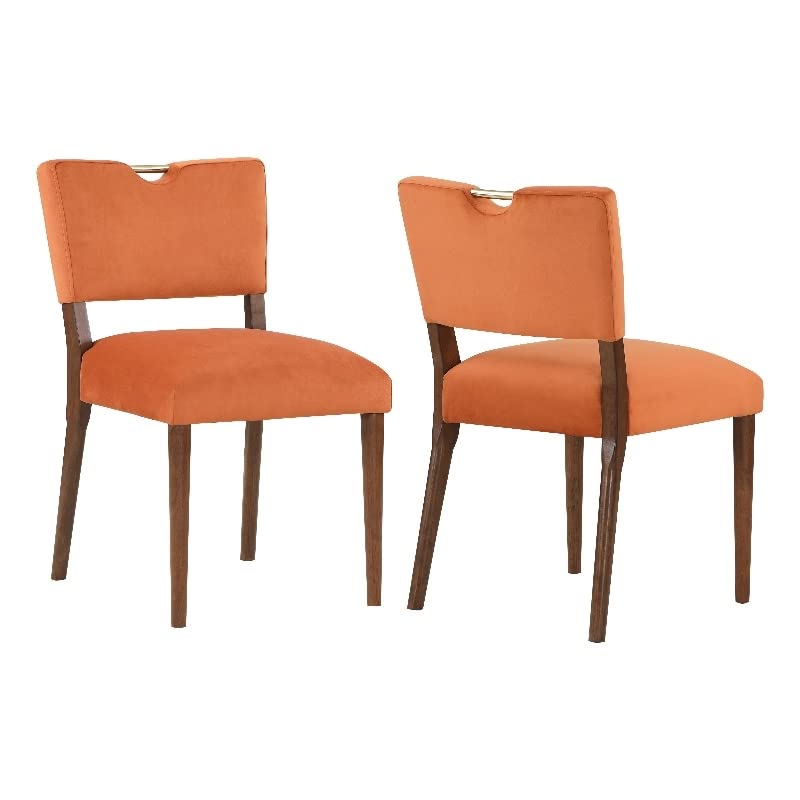Bonito Burnt Orange Velvet Dining Chair with Gold Handle- Set of 2