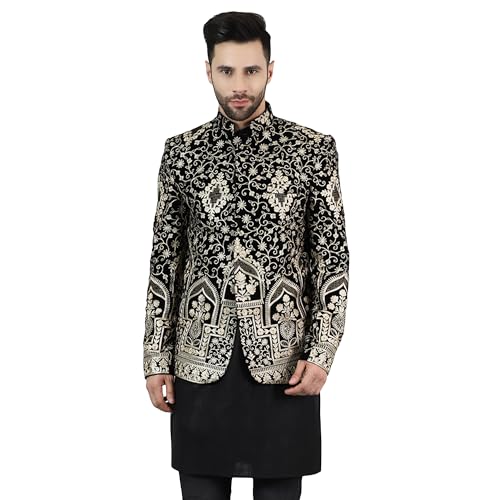Image of WINTAGE Men's Embroidered Velvet Bandhgala