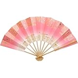 [四季の舞] 舞扇子 天地雲砂子 9寸5分 白竹骨 踊り用 (ピンク)