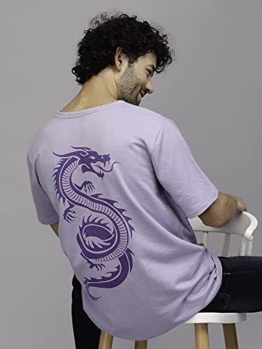 Image of Rigo Back Printed Half Sleeves Round Neck Oversized T-Shirt for Men | Drop Shoulder T-Shirt for Men | Loose Baggy Fit T-Shirt for Men