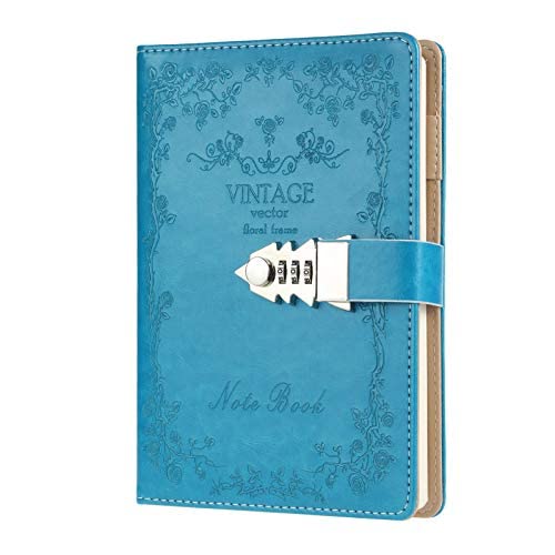 Abschließbares Tagebuch für Mädchen und Frauen, Geheimschloss mit exquisitem Muster, nachfüllbares Kunstleder, Notizbuch zum Schreiben, A5 (8,5 × 5,9 Zoll) Stil2 Cover