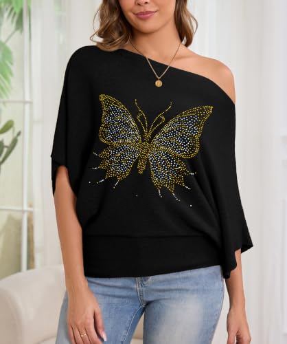Image of MAKARTHY Womens Batwing Sleeves Knitted Dolman Pullovers Boat Neck Tops Sweatershirts