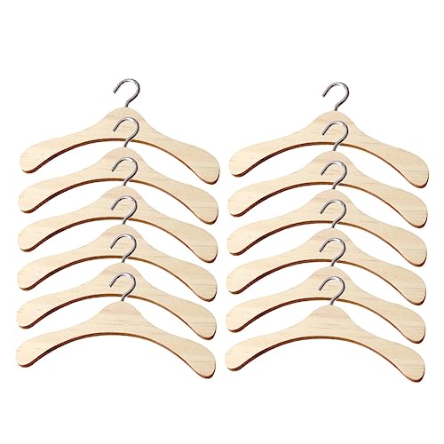 KOMBIUDA 12Pcs Doll Clothes Hangers Sturdy Outfit Racks for Doll Skirts Coats House Accessories for Organizing Doll Wardrobes