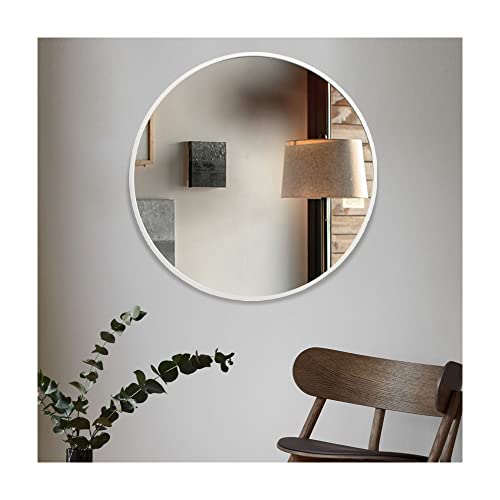 Muzilife Espejo redondo de 50 cm con marco de metal plateado, gran espejo de pared con soporte para colgar, espejo de baño redondo en salón y baño Cover