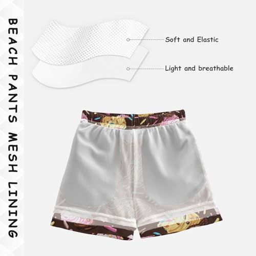 Pigsaly Boys Swim Trunks Chocolate Sprinkles Ice Cream Boys Board Shorts Swimsuit Swimwear Summer Bathing Suit 2T4