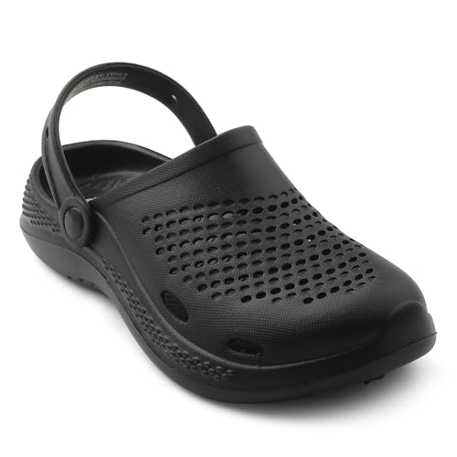 Image of Liberty A-HA GMF-02E Clogs for Men, Black & Grey | Casual Slip-On Slingback Clog for Walking & Outdoor Use | Solid Pattern, Trendy Stylish Fashionable Sandals with Lightweight