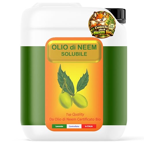 olio di neem piante biologico (5 litri) concentrato idrosolubile soluzione naturale contro afidi cocciniglia ragnetto rosso popillia japonica moscerini per orto e giardino argan italia