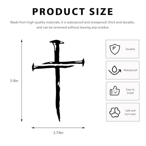 Image of DXNQ Car Cross of Nails Sticker, Bumper Christian Sign Cross with Nails Decal, Removable Waterproof Sticker for Car Truck Window Motorcycle Helmet Laptop, Car Accessories (Black)