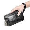 CONTACTS Clutch Handbag Genuine Leather Wristlet 3 ZIp Purse,Unisex Small Crossbody Bag, Clutch Wallet, Shoulder Bag for Women/Mens (Black) #5