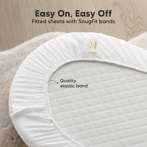 Image of 2-Pack Organic Bassinet Sheets for Girls, Boys - 100% Cotton Bassinet Mattress Sheets Compatible with Halo Bassinest Swivel Sleeper, Graco, Baby Delight, Chicco, Unisex Fitted Bassinet Sheets (Rose)