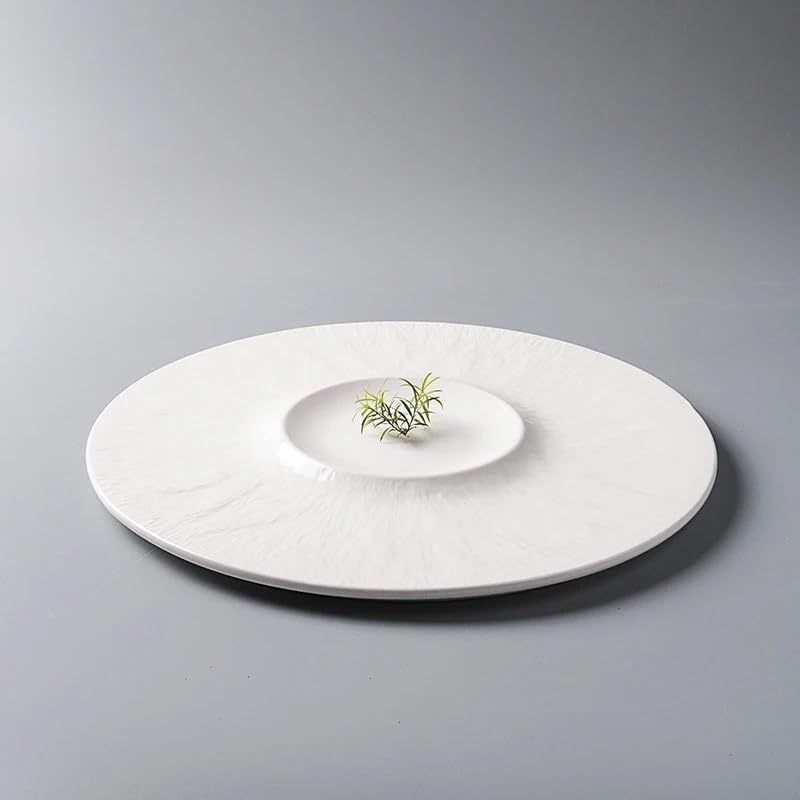 Platos de cena creativos blancos occidentales para carne, vajilla francesa, cocina para el hogar, pasta, verduras, bandeja redonda, platos apilables